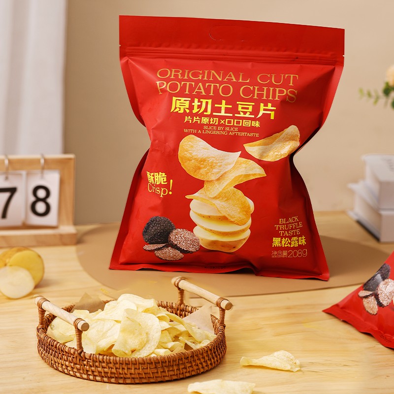 馋小智原切土豆片208g平片薯片0胆固醇追剧解馋零食黑松露味惊喜