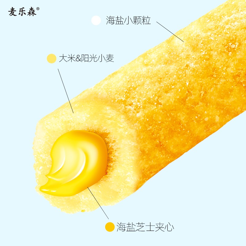 【138恒温烘焙】麦乐森海盐芝士棒200g/箱 夹心米果棒酥脆咸香包