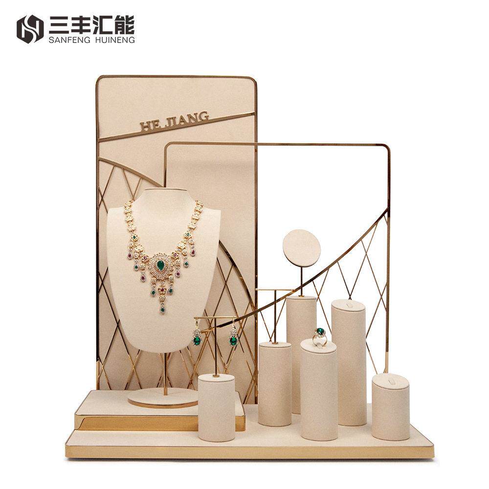 珠展示道具柜台陈列架金属耳环项链戒指展示架几何造型饰品新款