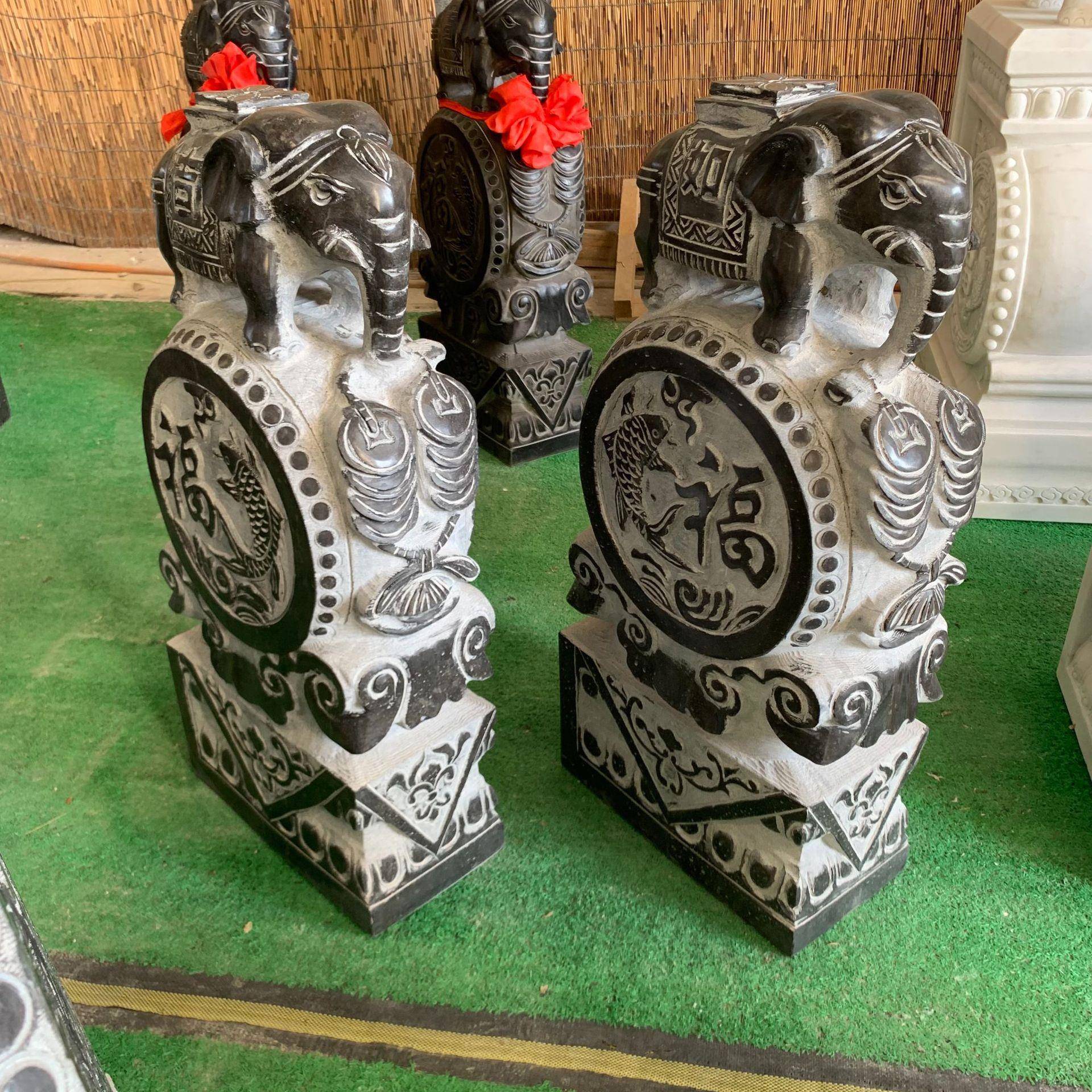 石雕门墩抱鼓石大象一对家用门鼓狮子门当麒麟招财貔貅青石小象