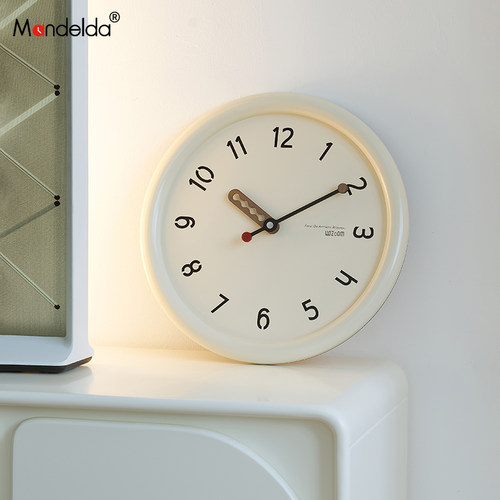 Mndeld免打孔现钟表挂钟客厅时尚大气家用圆形时钟表挂墙