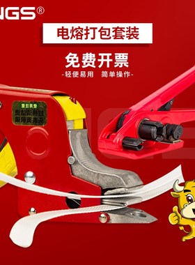 LING 热熔打包机 免扣打包钳手动 手工捆扎机电熔 带收紧器装