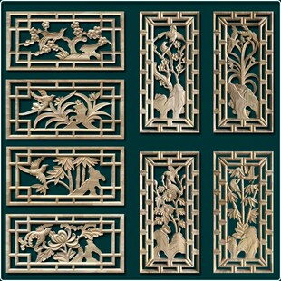 东阳木雕四季梅兰竹菊喜字福字婚庆喜事轿子装饰雕片木质贴