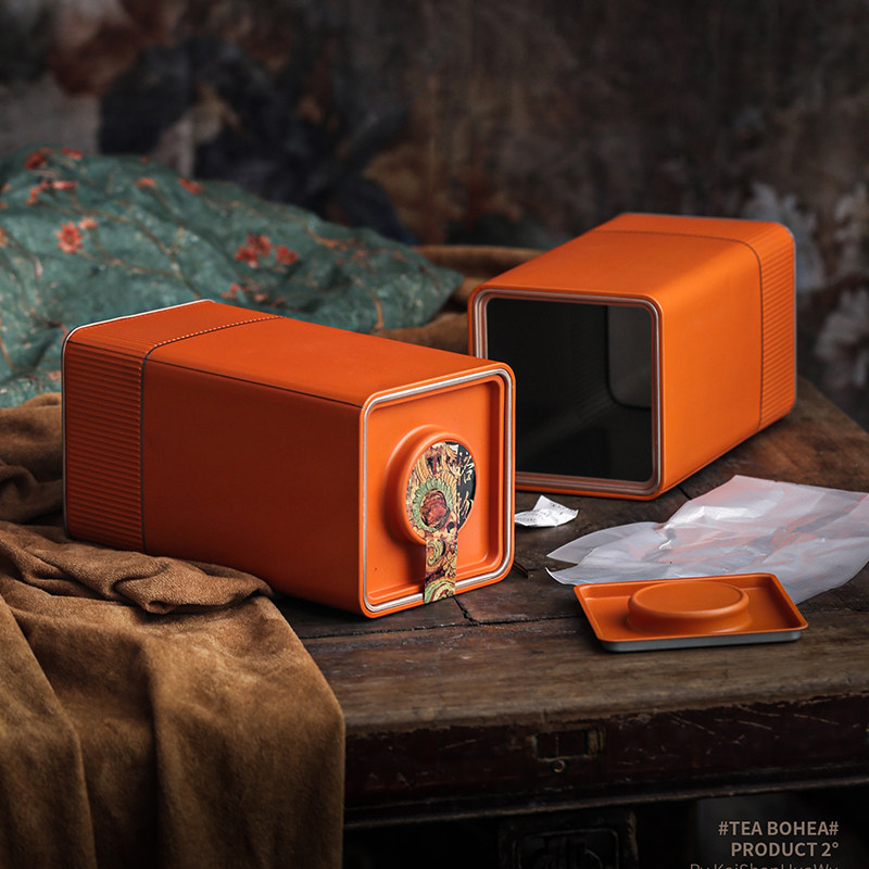 高档散茶茶叶罐铁罐岩茶古树滇红普洱绿茶散茶包装盒空礼品盒茶叶