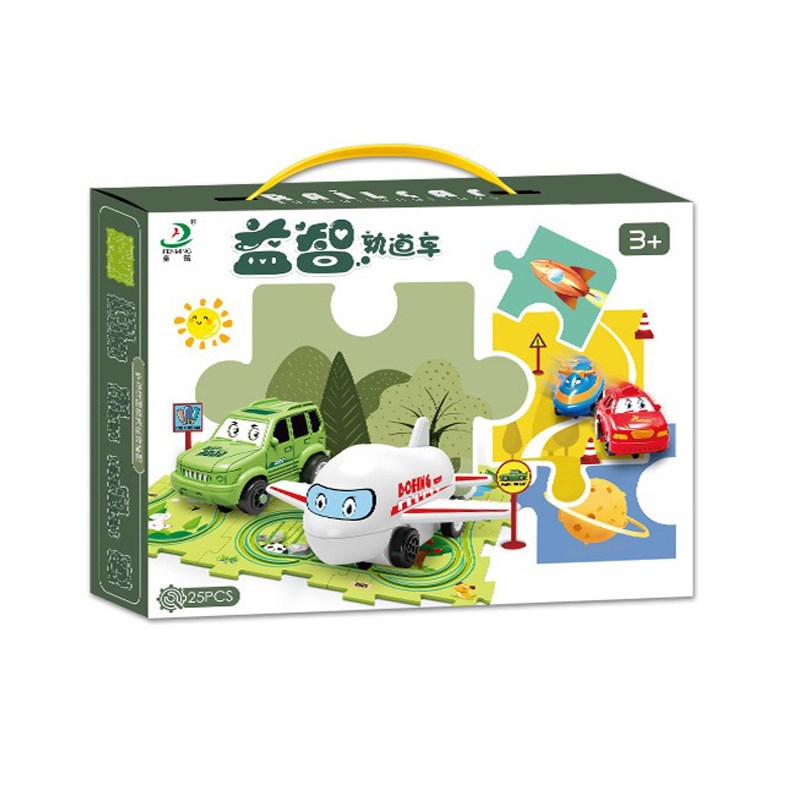 拼图轨道车拼接四合一轨道车电动益智小汽车儿童diy滑道赛车