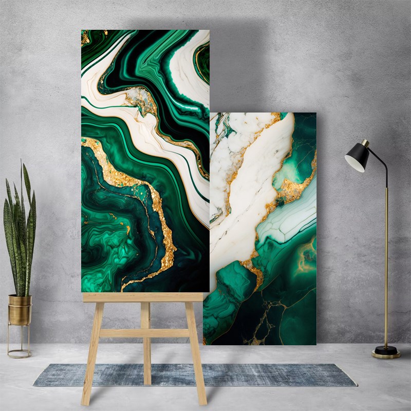 绿色鎏金奢石瓷砖600x1200高端定制花纹通体大理石地板砖750x1500