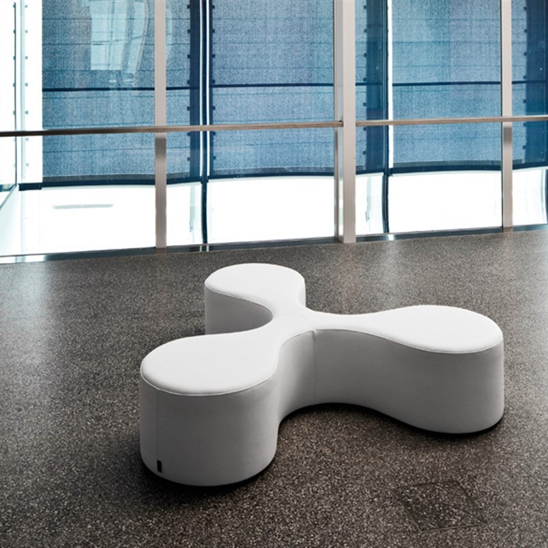 现代公共区异形分子墩创意员工休息室布艺沙发个性商场等候凳