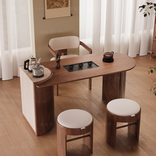 新中式阳台茶桌椅组合现代简约实木白蜡木小户型高端功夫茶台新款