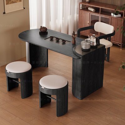 新中式阳台茶桌椅组合现代简约实木白蜡木小户型高端功夫茶台新款