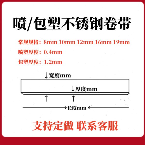 包塑不锈钢盘带打包带16MMPVC不锈钢卷带船用绝缘金属绑带批