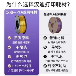 汉迪科技PLA丝绸三色丝绸渐变彩虹3D打印机耗材丝绸3d打印