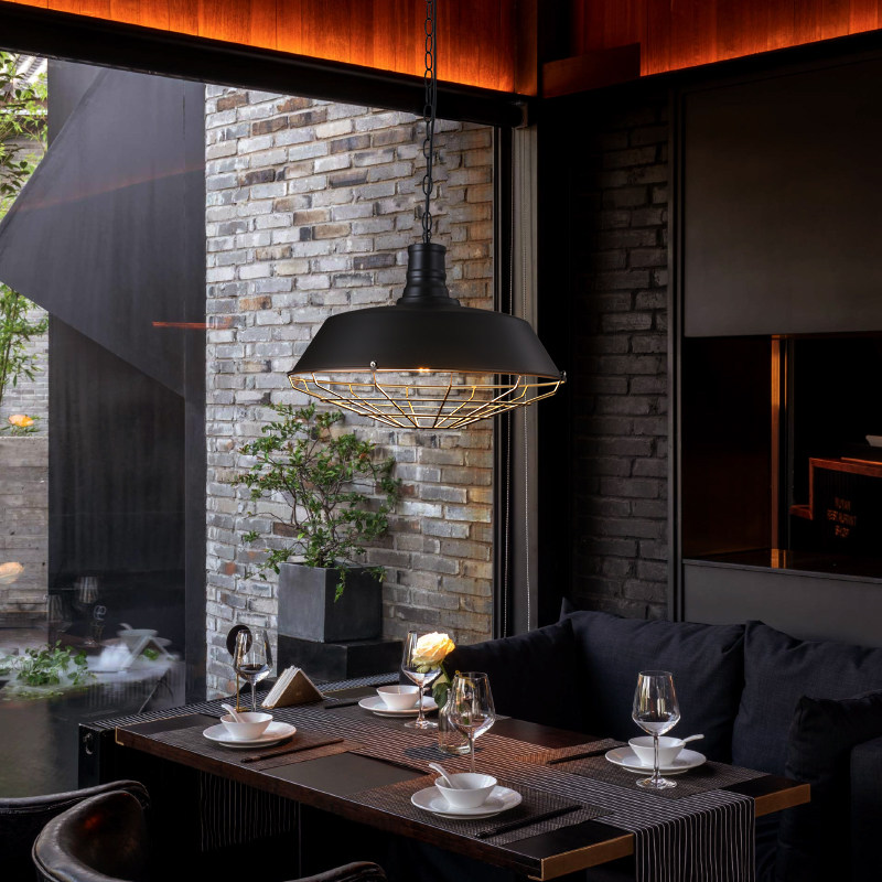 吊灯复古工业风铁艺锅盖灯罩黑色吊线灯单头酒吧咖啡厅奶茶店,家装灯饰光源,餐厅吊灯,淘宝优惠券,粉丝福利购,淘宝优惠卷