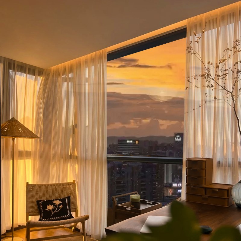 智能窗帘盒灯带客厅卧室45度斜发光氛围线形条灯明装线性灯槽低压