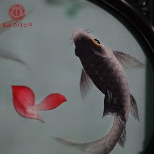 太极锦鲤鱼面绣礼品非遗蜀绣手工刺绣工艺品商务礼品