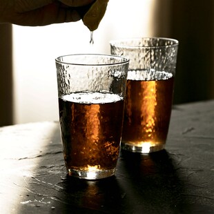 m佐佐泡绿茶杯子耐热水晶木家用水杯东啤酒杯 手工锤纹玻璃杯日式