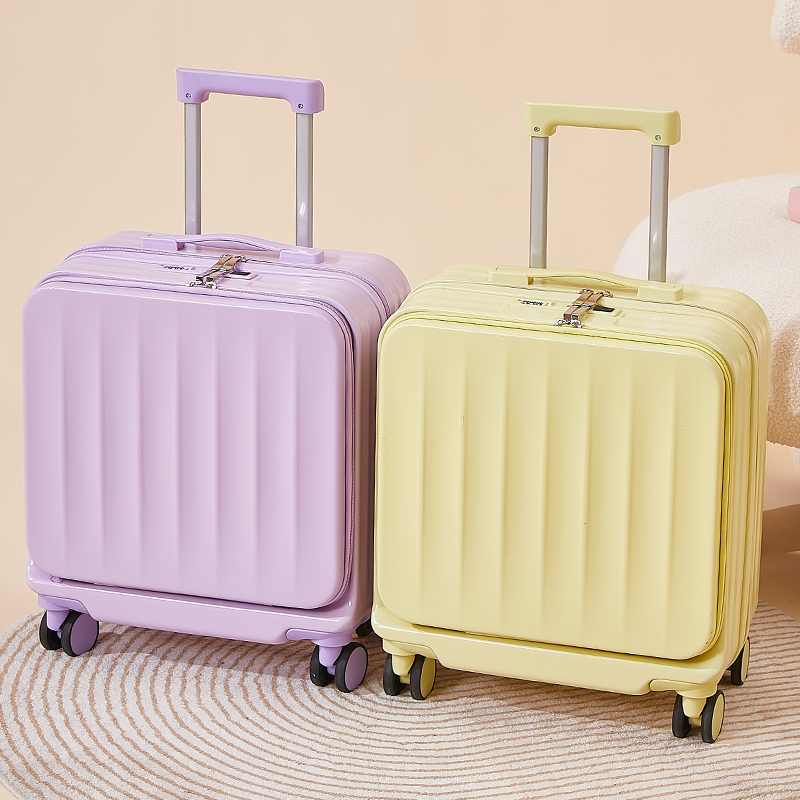 网红前开口行李箱女2025新款拉杆箱多功能密码旅行箱男18寸登机箱