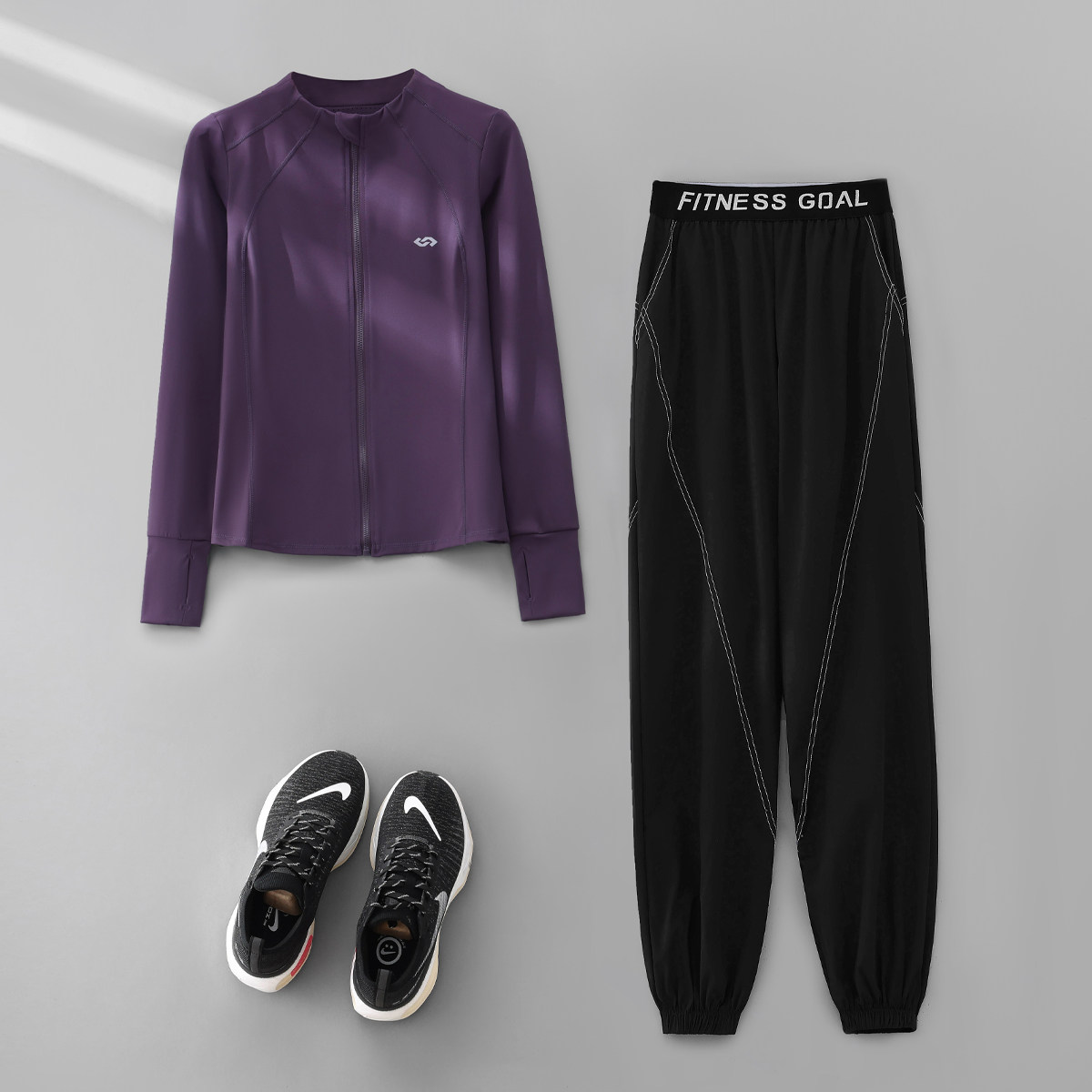 大码运动服套装女春季2025新款宽松胖MM瑜伽服晨跑跳绳爬山健身服