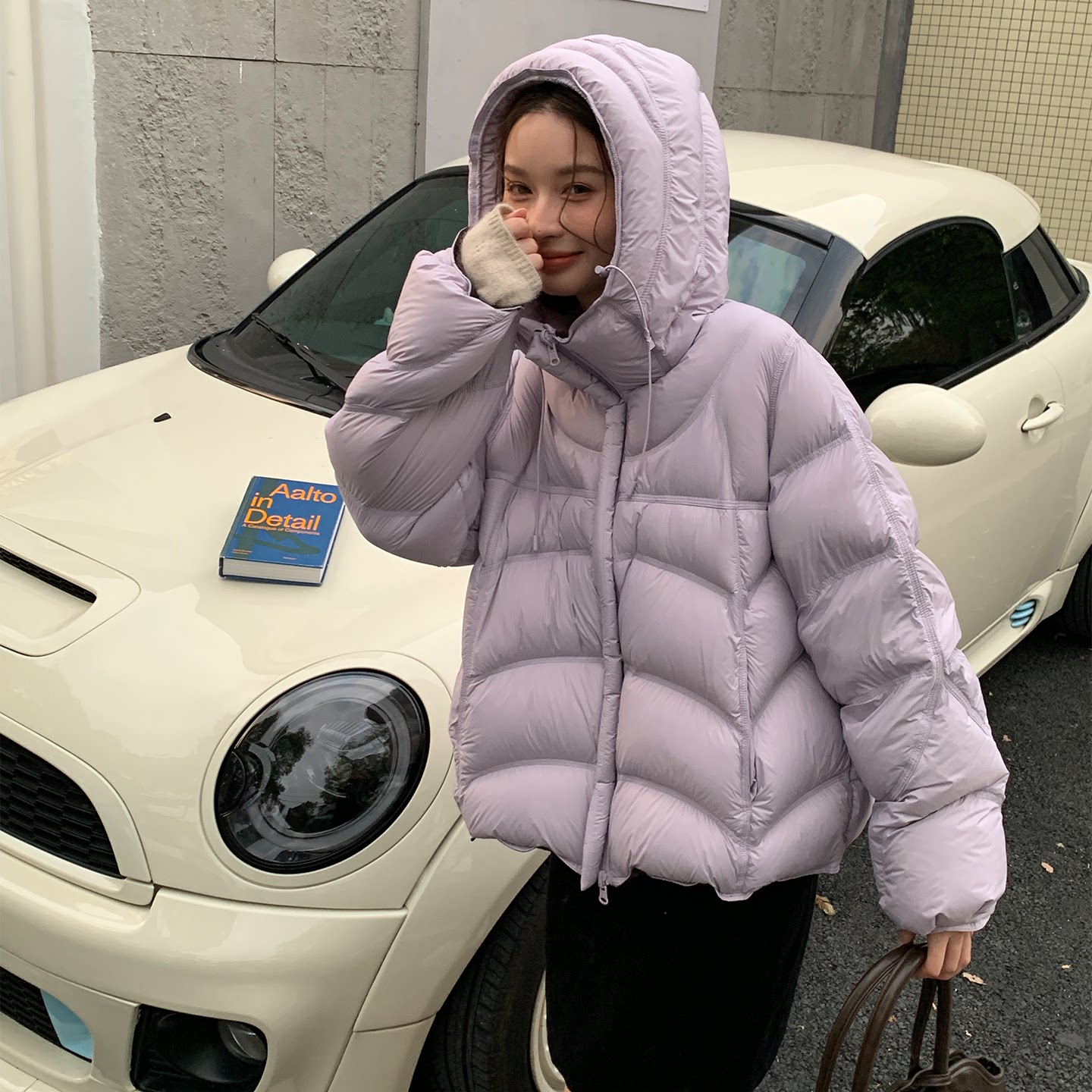 浙鸭95白鸭绒连帽羽绒服女短2026秋冬新款宽松保暖时尚面包服外套