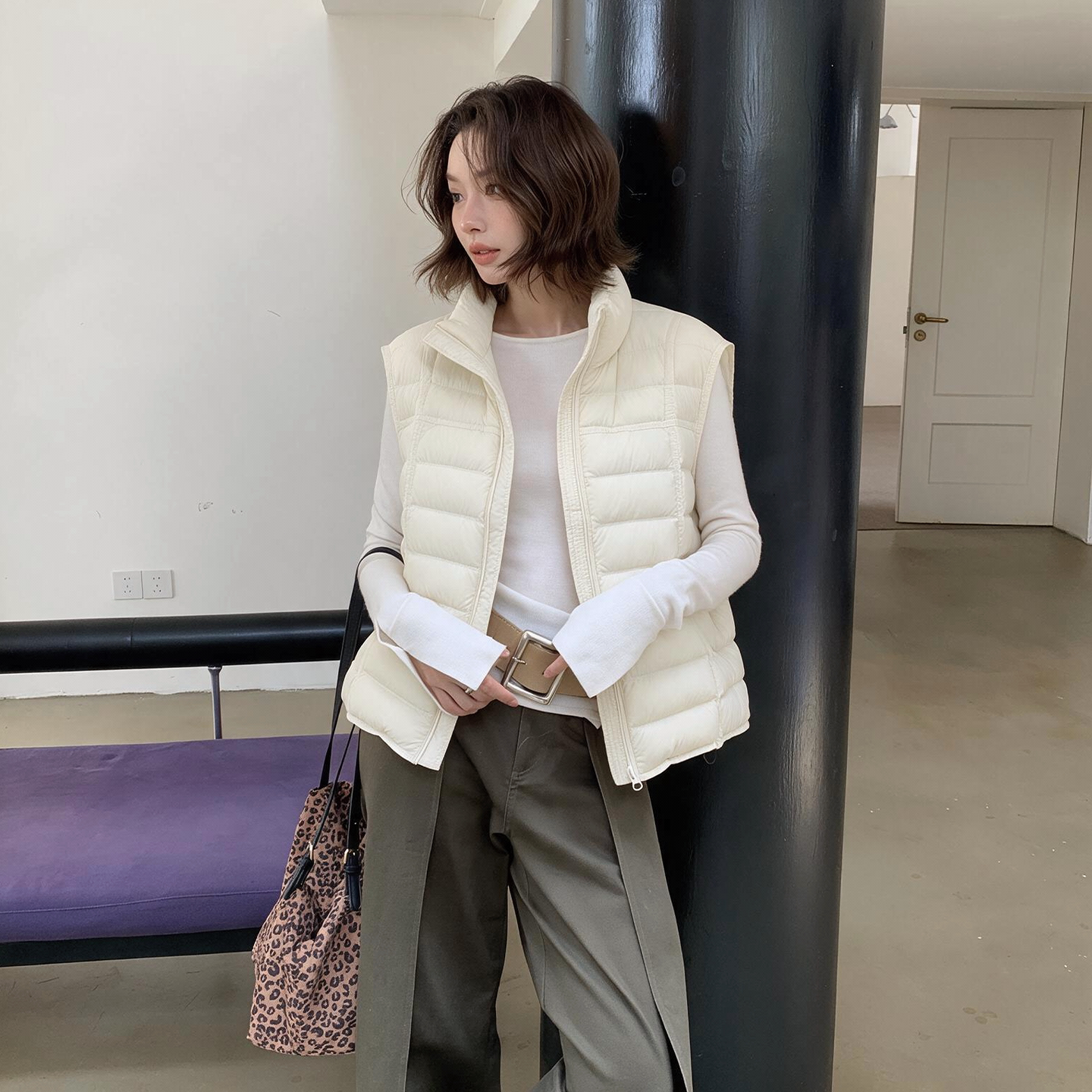 2026新款奶芙立领90%羽绒马甲女