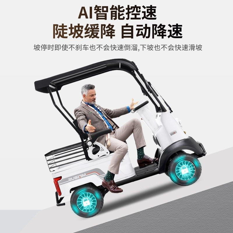 小巴士电动四轮车老年人代步车人座带棚残疾人接送孩子车