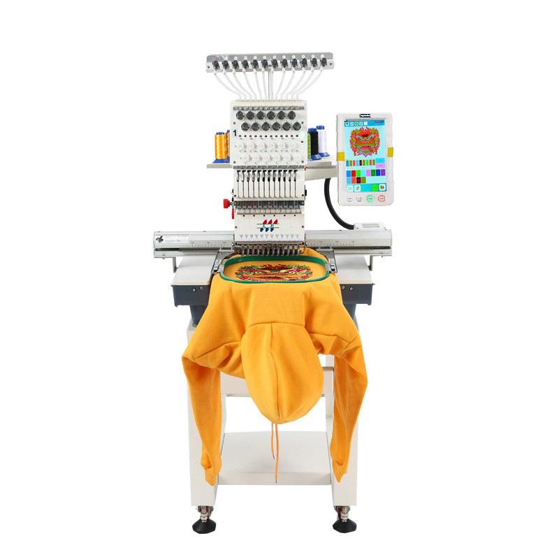 工厂直销单头12针绣花机35*50CM成衣秀平绣帽绣打样刺绣机