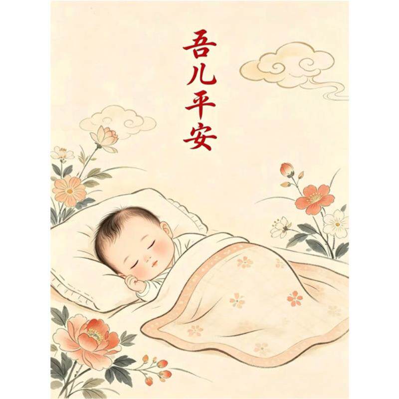 吾儿平安宝海报婴儿海报双胞胎男女宝宝胎教海报龙凤胎早教结婚新