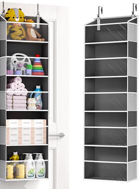 新款灰色无纺布挂门上收纳袋5层透明料悬挂式储物袋门后收纳挂袋