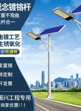新款白色太阳能路灯带杆全套5/6米灯杆led照明灯家用户外灯庭院灯