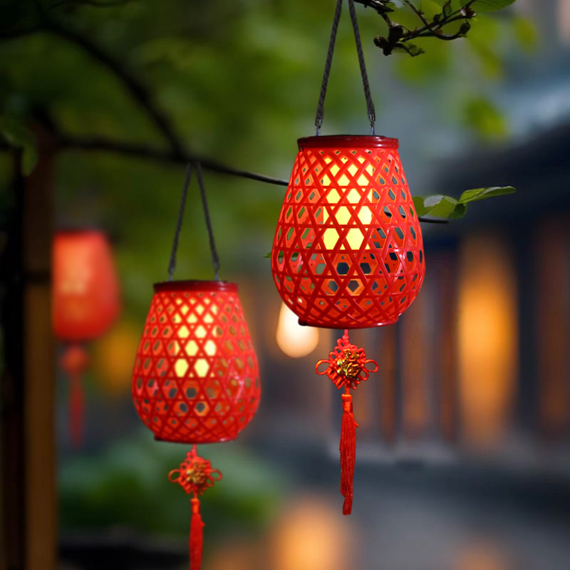 太阳能户外灯庭院造景布置花园装饰阳台挂树氛围吊灯落地竹编灯笼