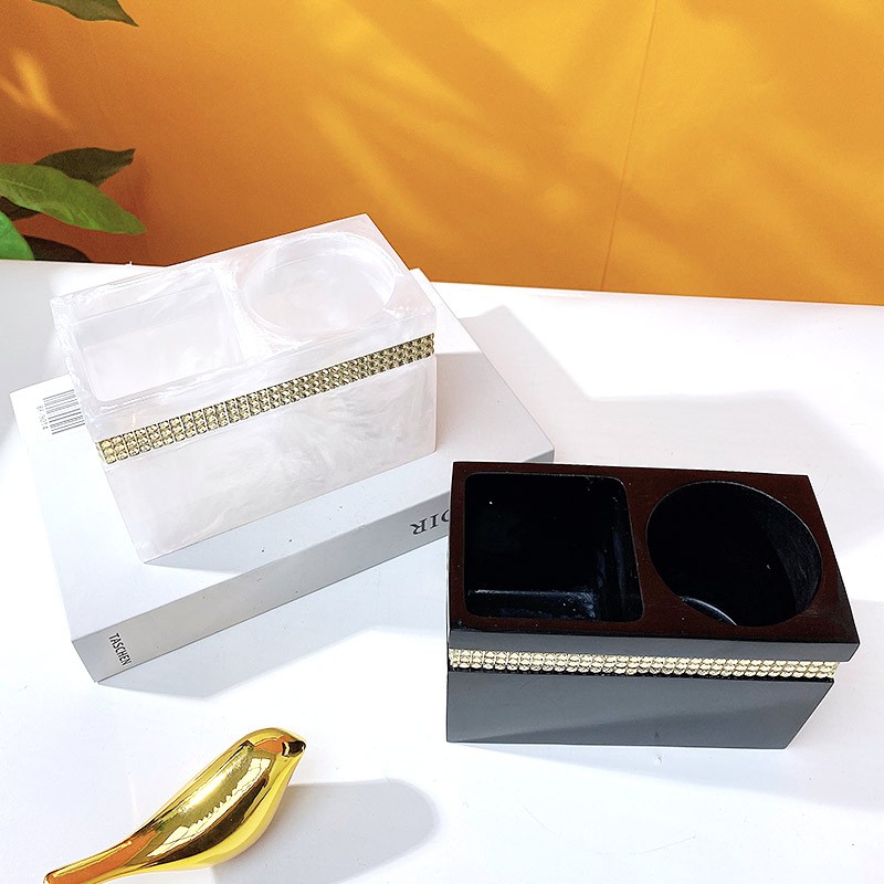 简约时尚笔刷筒双格多功能置物筒家用梳子筒浴室台面多用收纳盒