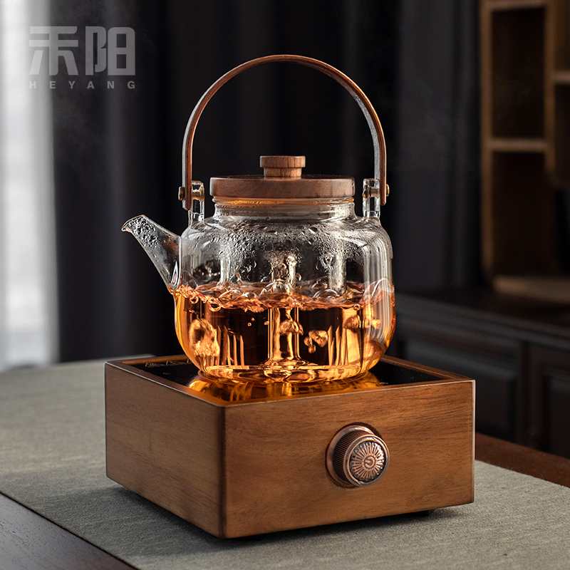 禾阳 煮茶壶2023新款黑晶炉煮茶器玻璃烧水壶泡茶专用小型煮茶炉