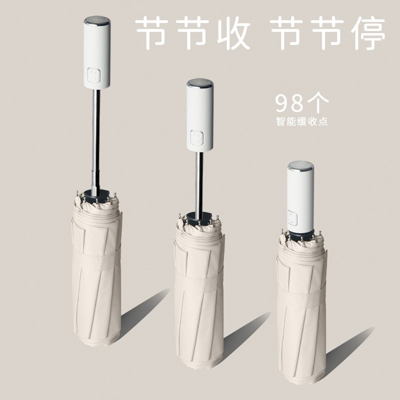 新款防回弹全自动雨伞三折叠黑胶晴雨两用男女直径105cm纯色伞