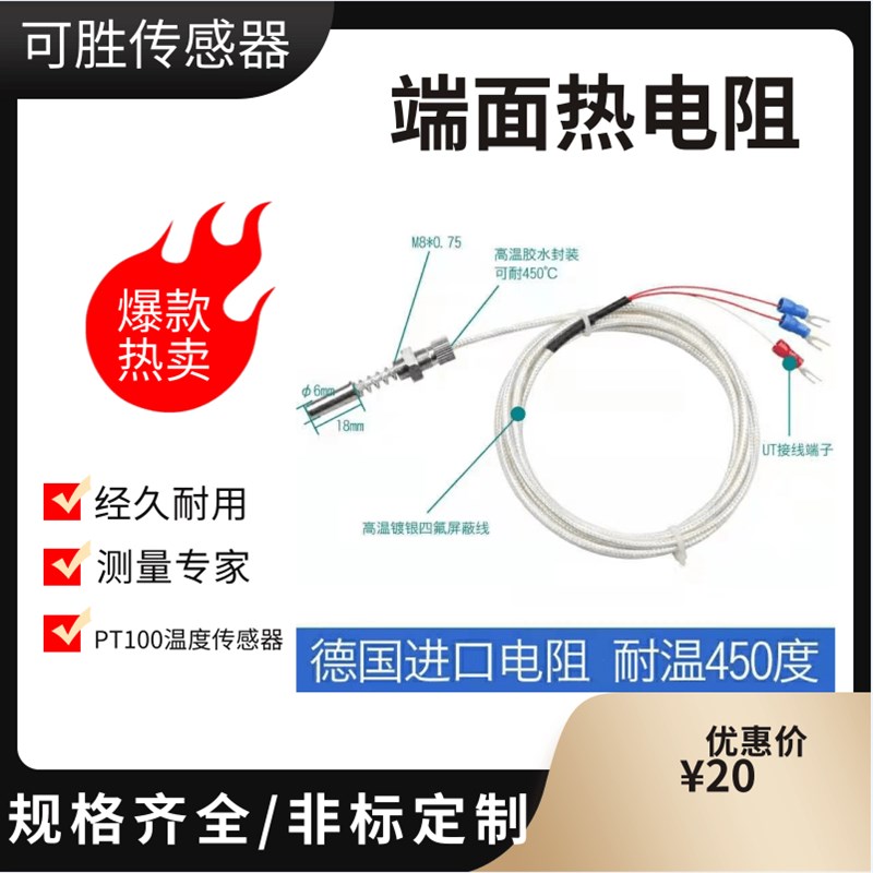 端面热电阻WZPM-201PT100热电阻轴承轴瓦测温探头温度传感器电偶