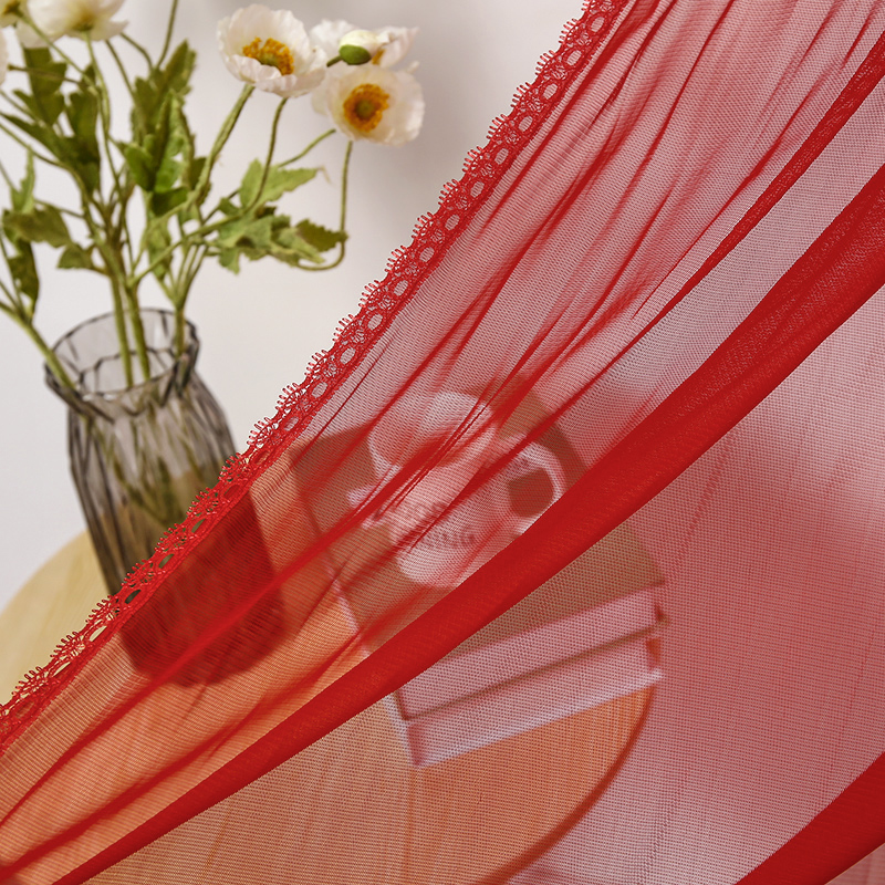 婚庆用品结婚喜字婚房喜庆大红门帘防蚊纱帘蕾丝帘隔断帘家用长款