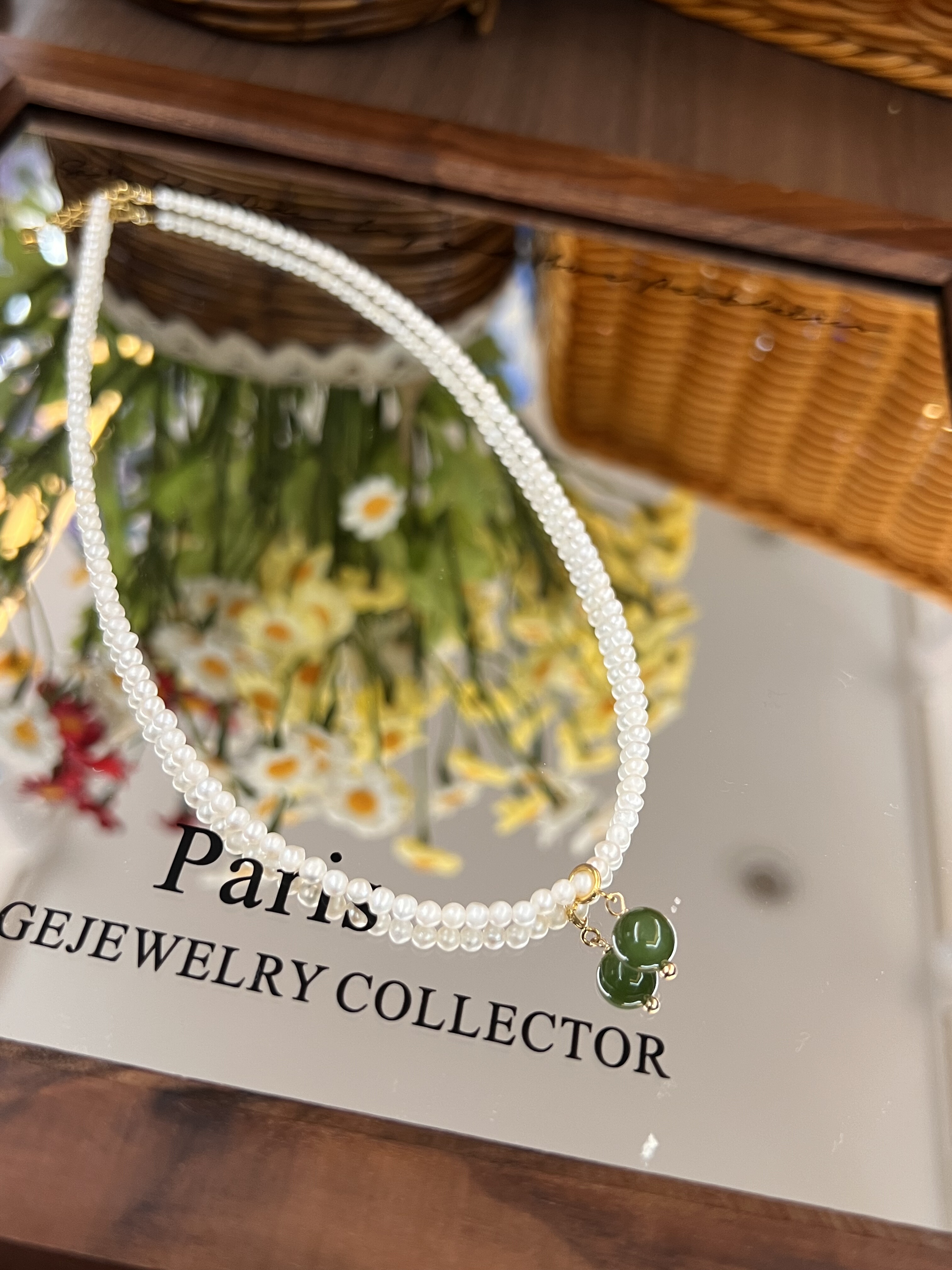 缘来饰你珠宝甄选店碧玉单珠简约女款送人锁骨链双层珍珠项链A16