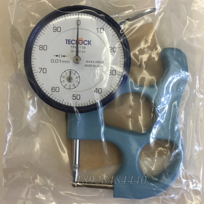 日本TECLOCK得乐厚度表指针厚薄表精度0-10mm0.01mm管厚规TPM-116