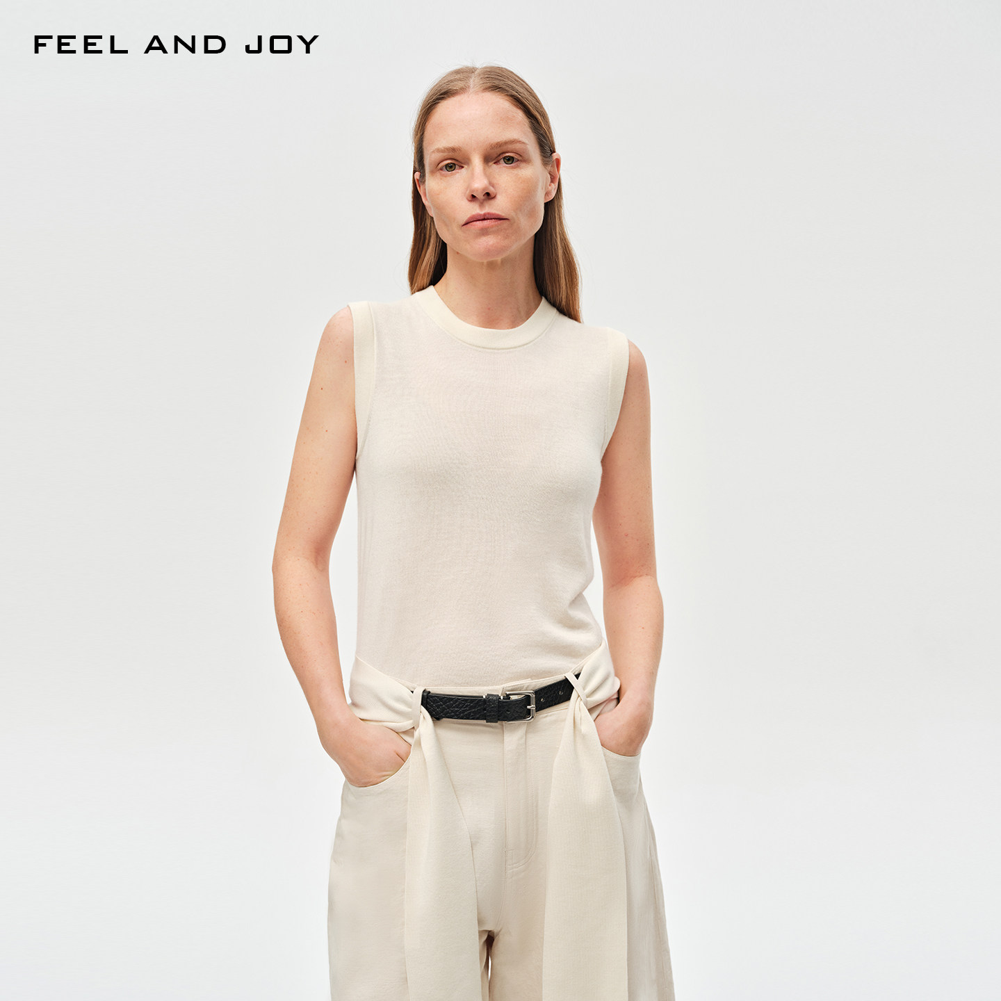 FEEL AND JOY春2026新款桑蚕丝无袖针织衫高级无袖背心内搭上衣女