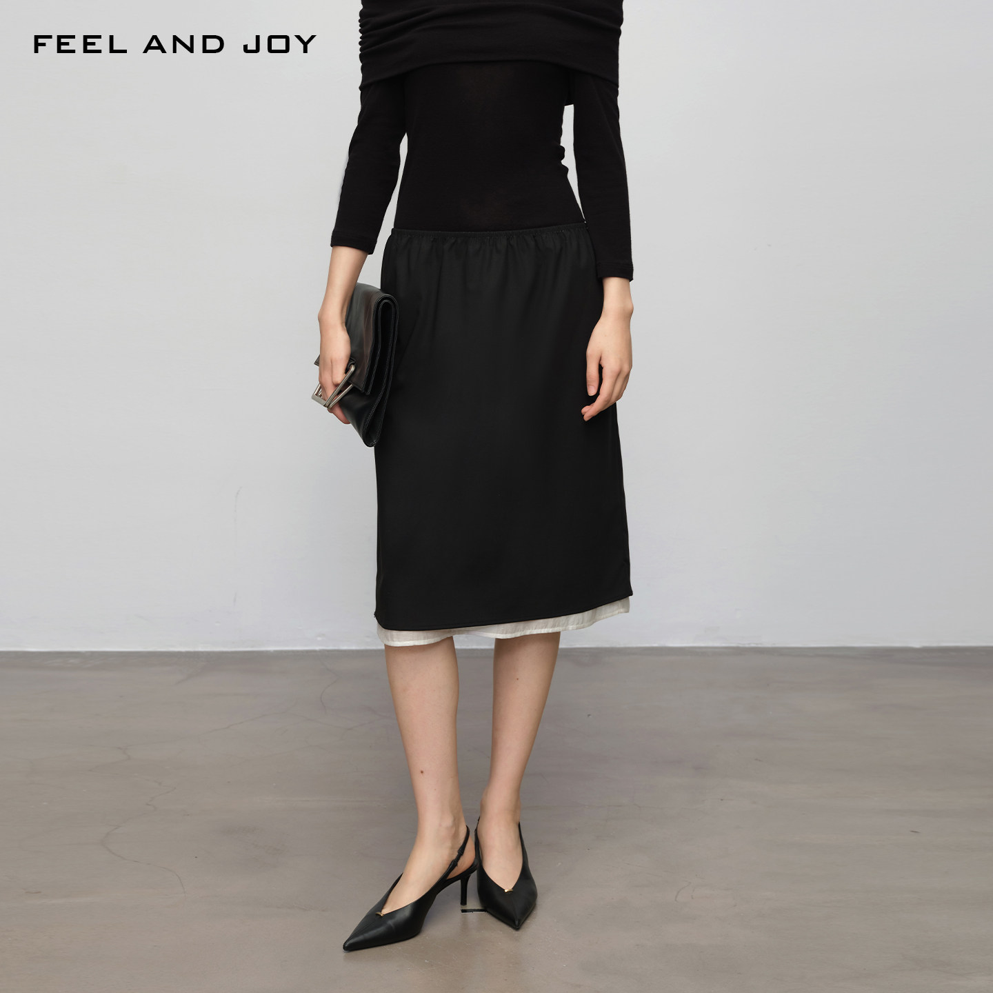 FEEL AND JOY夏2026新款简约半身裙百搭一步裙休闲裙子女A字裙