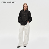 AND JOY2026春款 100%亚麻衬衫 FEEL 简约廓形衬衣 轻奢通勤上衣