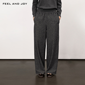 休闲简约百搭通勤长裤 FEELANDJOY亚麻棉阔腿裤 宽松垂坠牛仔裤