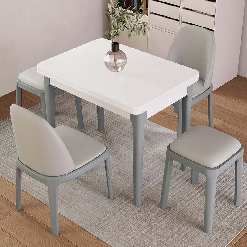 岩板小户型折叠餐桌家用可伸缩实木现代简约2025新款轻奢饭桌子