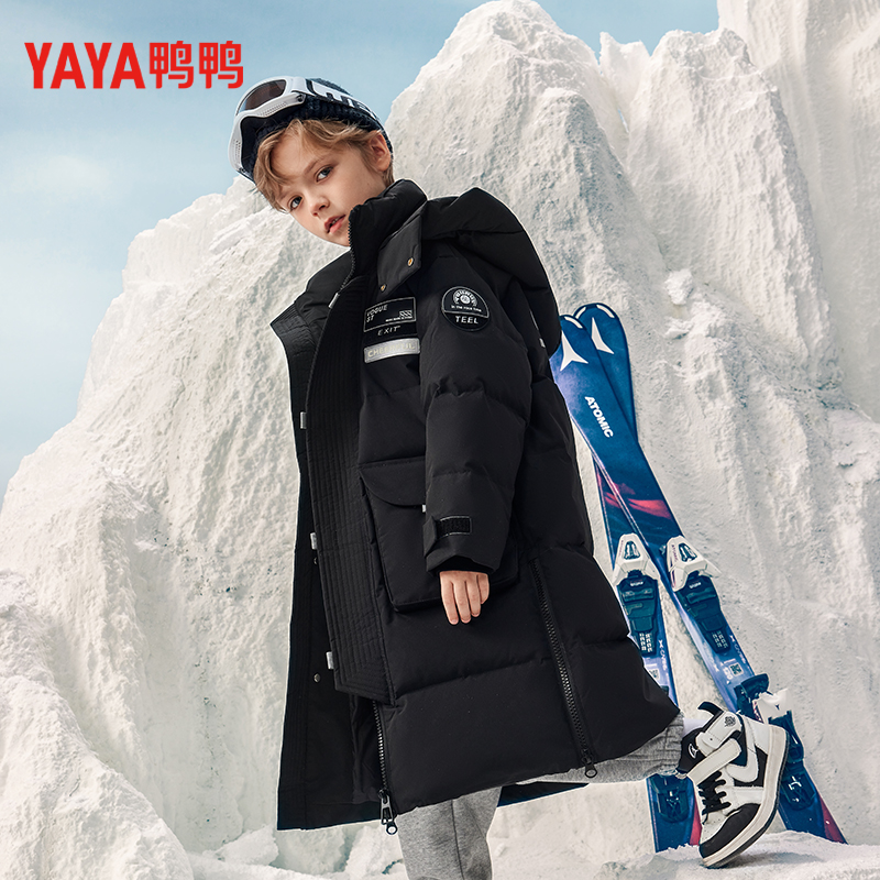 儿童羽绒服男童中长款连帽洋气潮