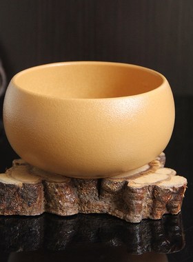 陶瓷碗钵盂素食碗纯黑碗钵黄色僧人米饭碗复古小碗单个精致青瓷碗