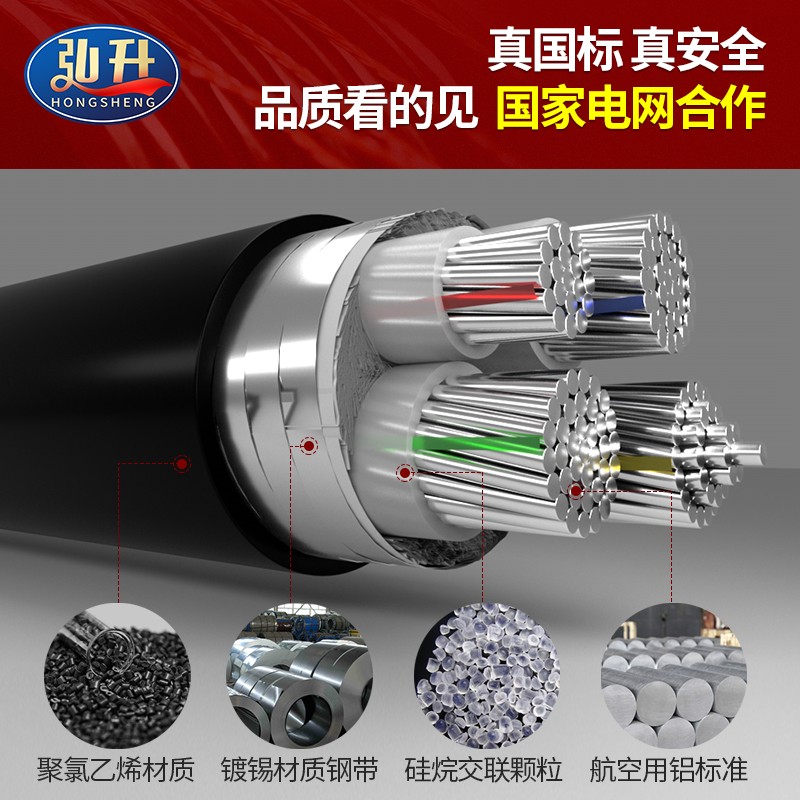 国标4芯铝电缆线35三相50 70 95 120 150 185平方240四铝芯线电缆