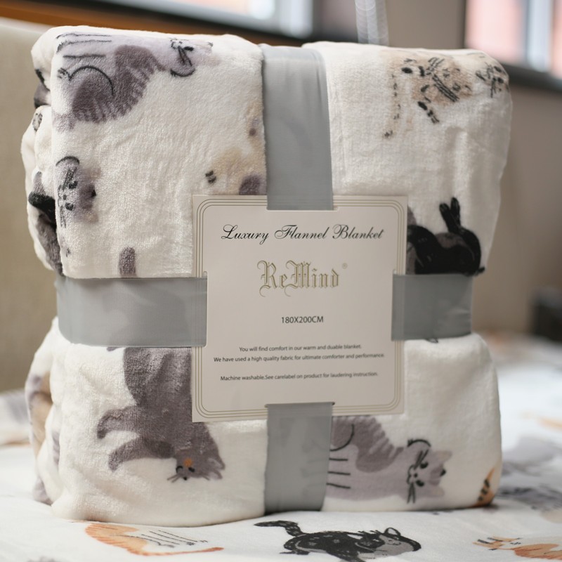 出口可爱猫咪毯子牛奶法兰绒毯床单人学生宿舍毛毯子冬季铺床上用