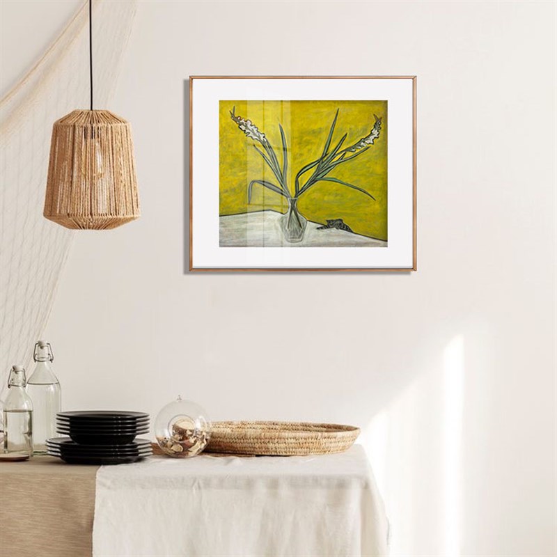 猫与剑兰常玉小众复古电表箱卧室餐厅玄关现代油画装饰画中式