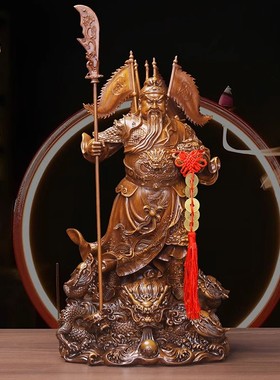 九龙托宝关公关二爷眯眼闭眼摆件财神爷家用供奉客厅店铺开业礼品