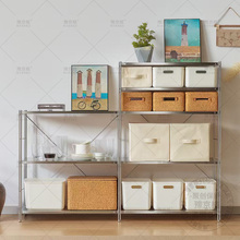 不锈钢厨房电器烤箱置物架金属落地日式多层卧室收纳架不锈钢架子