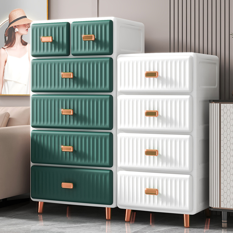 玩具杂物塑料抽屉式收纳柜多层客厅靠墙卫生间卧室床头柜五斗柜子