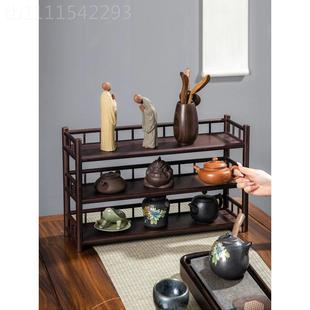 面博古架小型204新款 茶桌二层收SCK茶架子桌台式 2茶具置物架茶杯